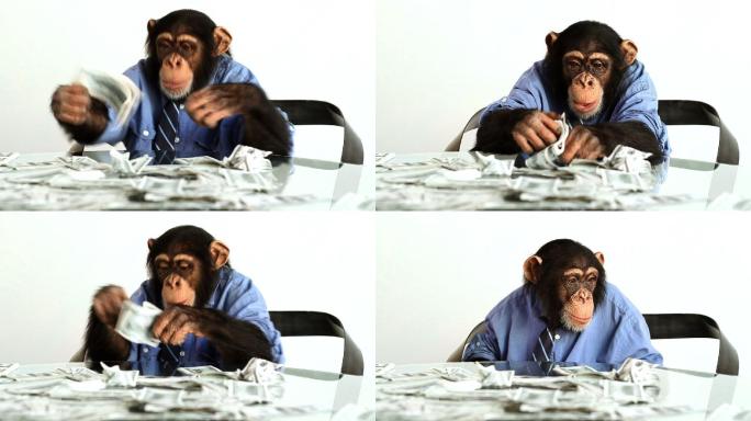 黑猩猩数钱领带