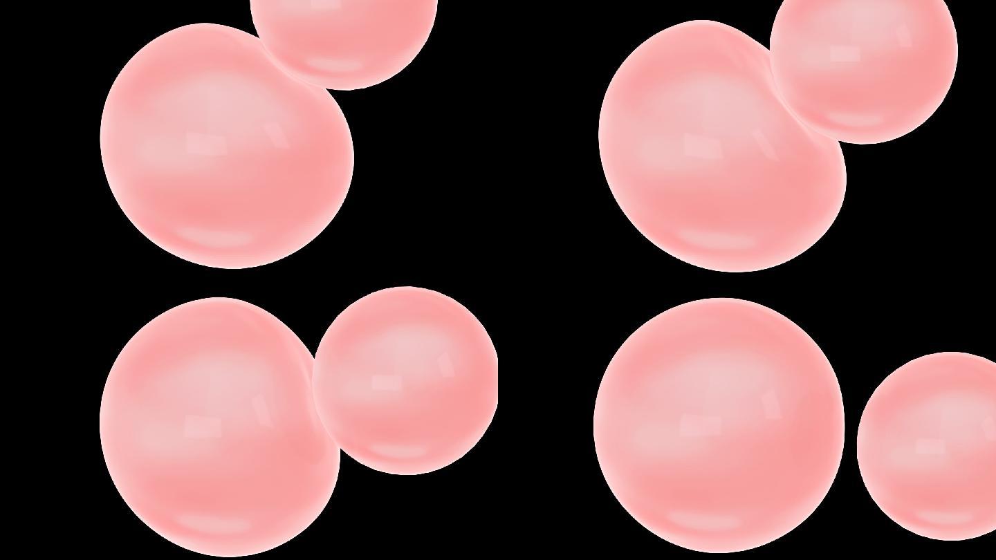 粉色水分子小球碰撞