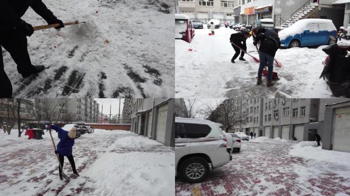 暴雪天气城管督促检查临街商户扫雪