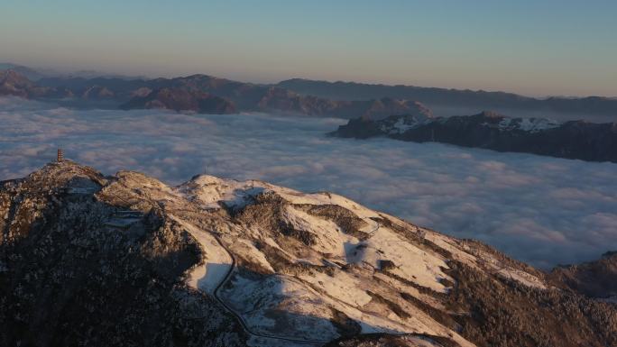 巴山大峡谷云海 高山 冬雪 日出 山川