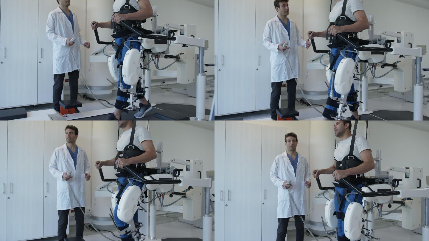 患者在外骨骼机器人上学习如何再次行走