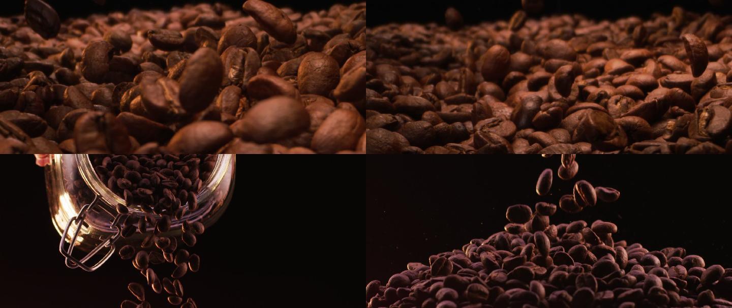 咖啡豆探针镜头特写慢动作微距