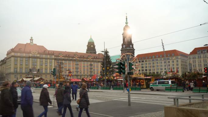 德累斯顿的圣诞节市场时间流逝
