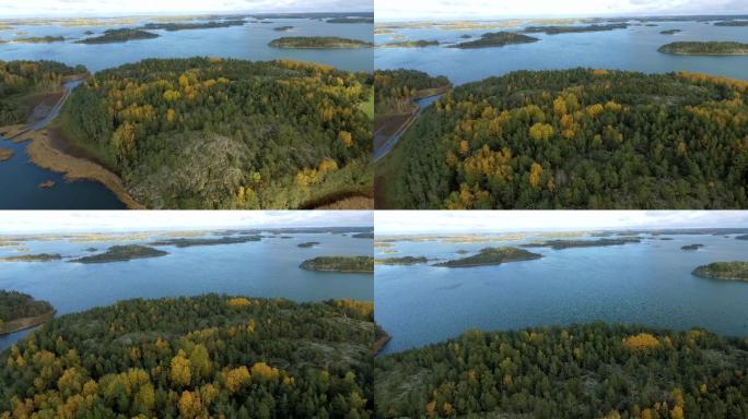 芬兰波罗的海秋色鸟瞰图
