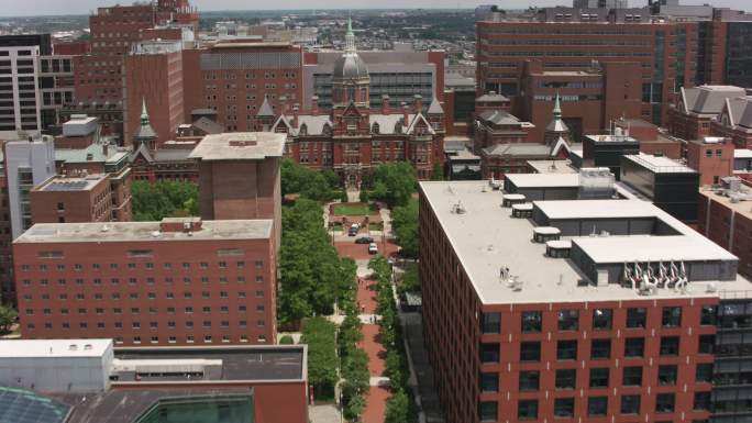 约翰·霍普金斯医院大楼鸟瞰图。