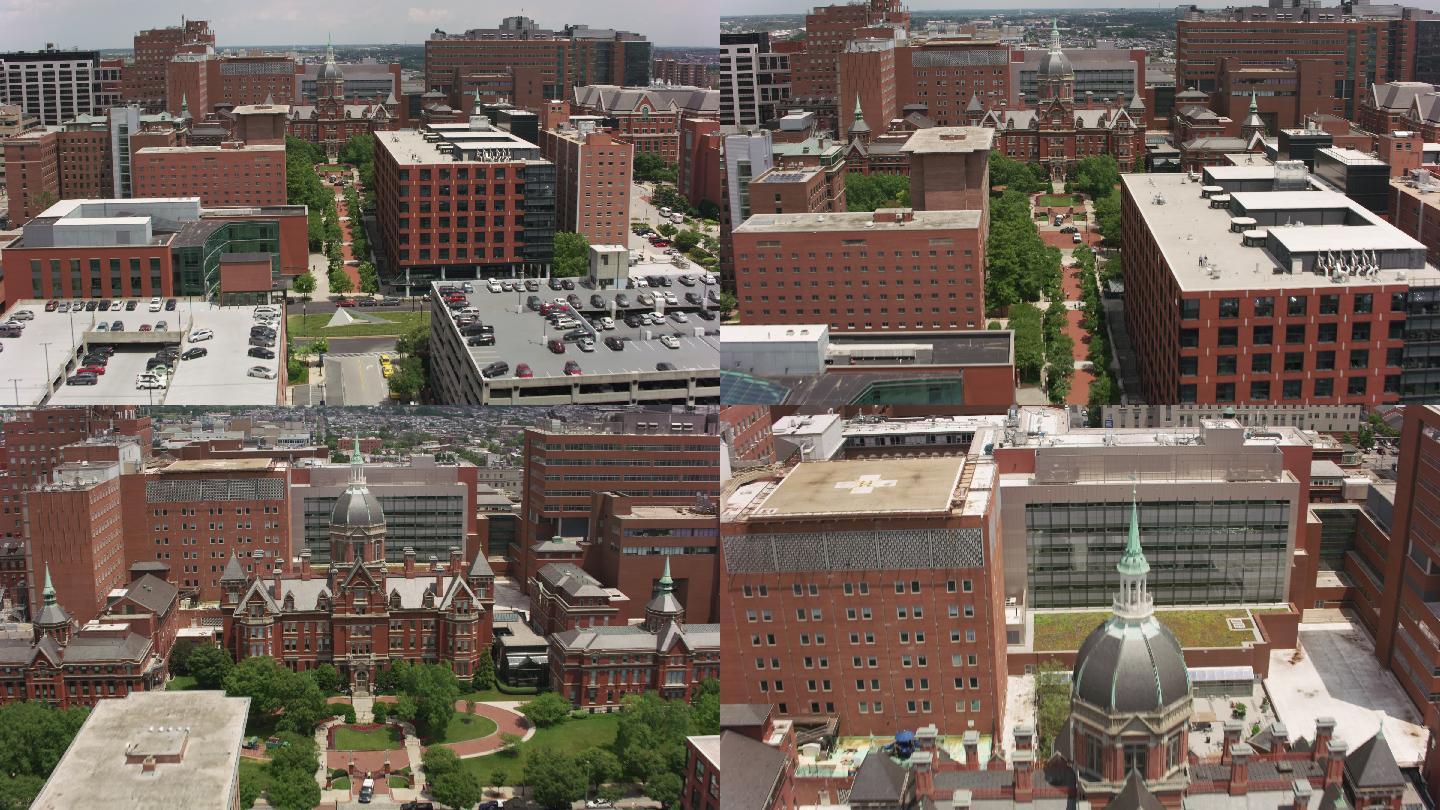 约翰·霍普金斯医院大楼鸟瞰图。