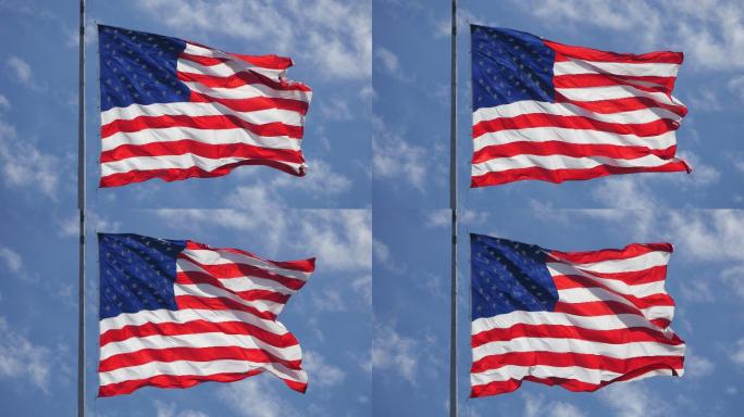 美国国旗在风中飘扬