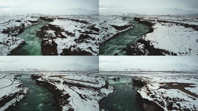 冰岛戈达福斯瀑布鸟瞰图