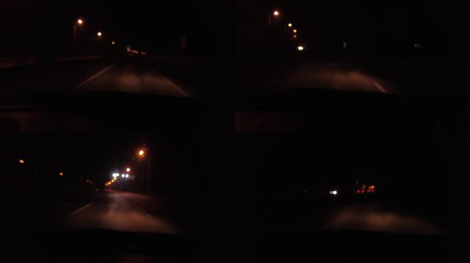 夜晚 公路 路灯 光斑