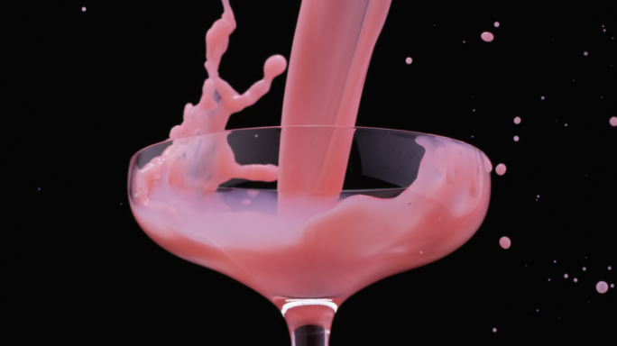 草莓牛奶粉色液体特写慢动作