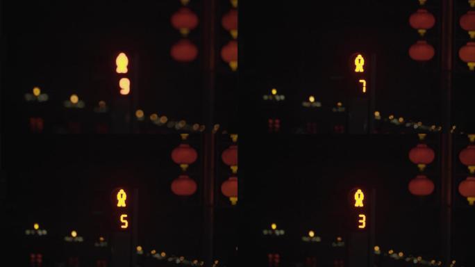 4K夜晚人行道红绿灯由虚到实实拍视频