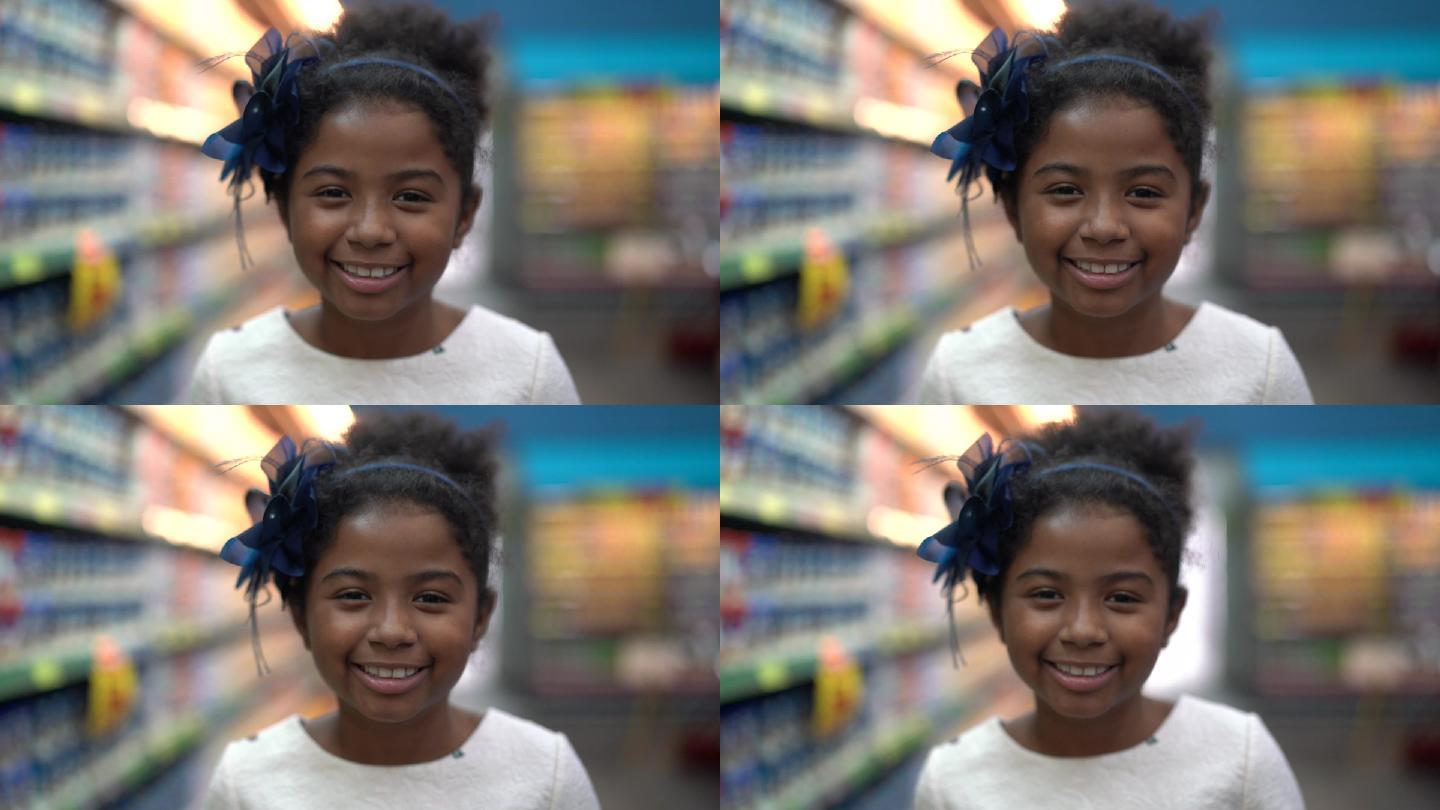 超市里可爱的小女孩