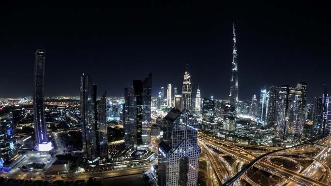 迪拜夜景杜拜世界航拍