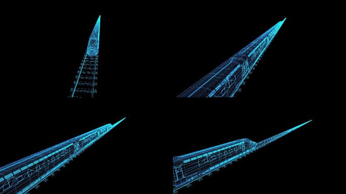 4K科技感全息列车穿过【带通道】