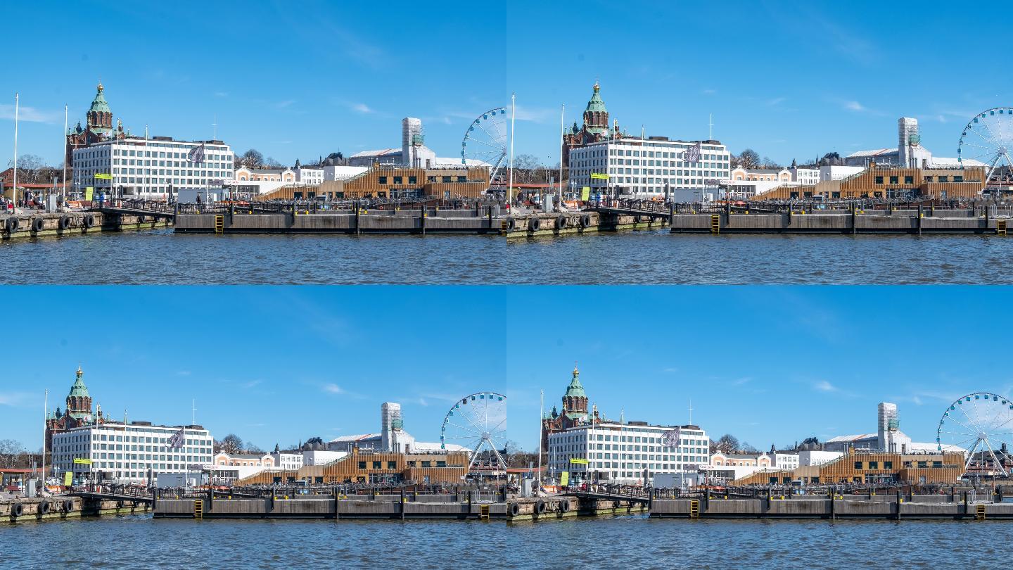 赫尔辛基城市景观大气全景空镜