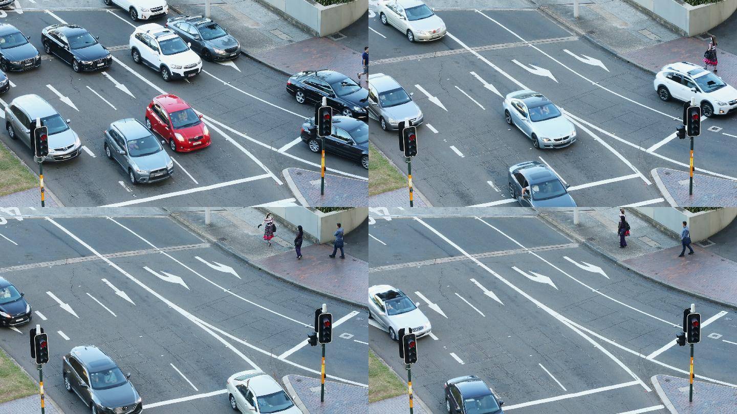 澳大利亚悉尼十字路口交通鸟瞰图