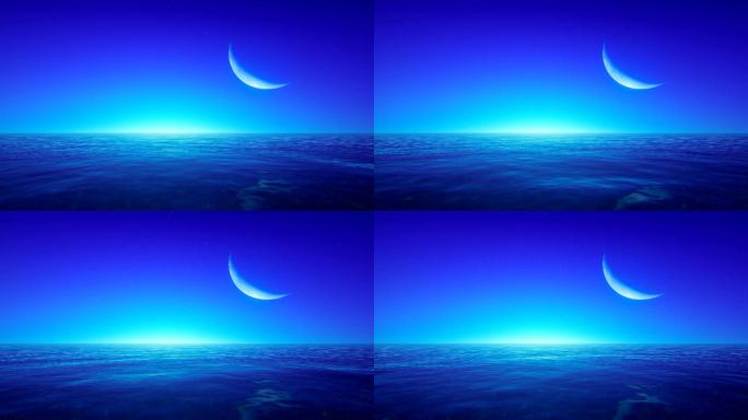 热带海洋上的月亮明月安宁平静