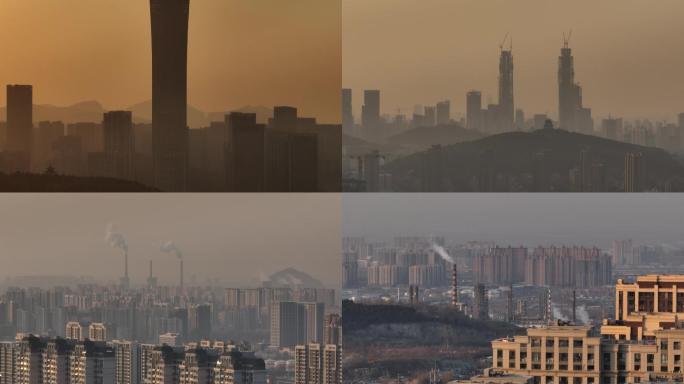 雾霾下污染的城市