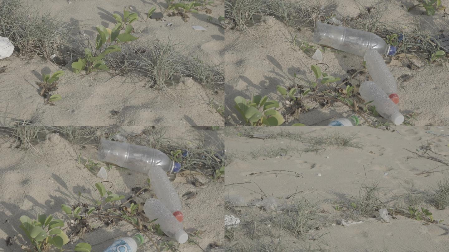 海边沙滩上的垃圾视频