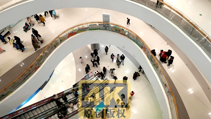商场扶梯人流视频素材4K