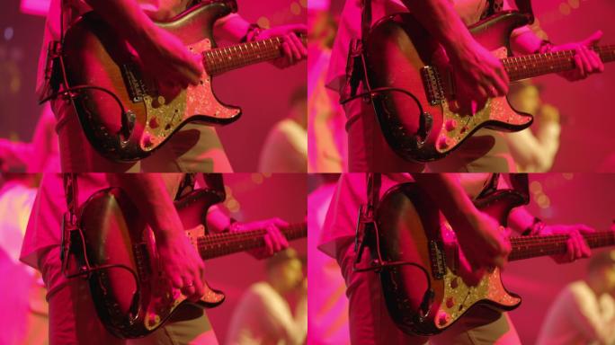 吉他手演奏摇滚乐视频素材
