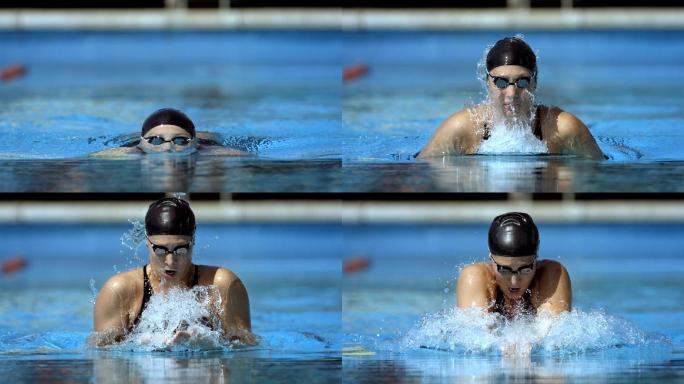 游泳的人升格慢镜头慢动作运动员