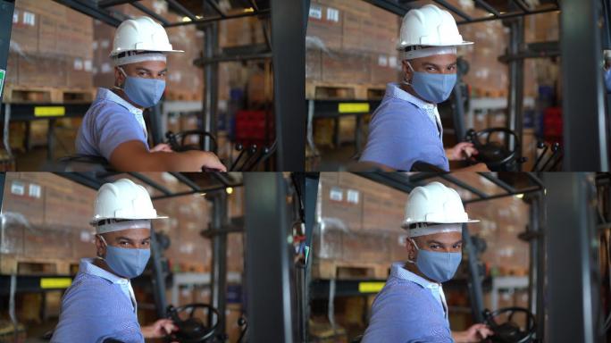 戴着口罩的工人外国人慢动作升格镜头