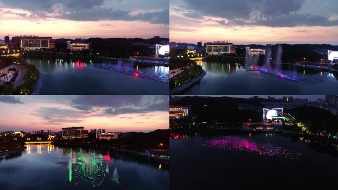 【航拍】咸宁市政府大楼夜景(2)