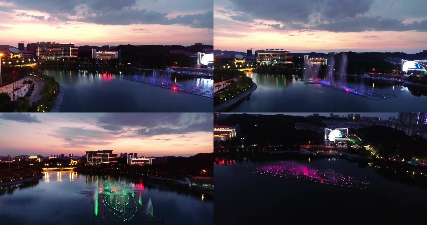 【航拍】咸宁市政府大楼夜景(2)
