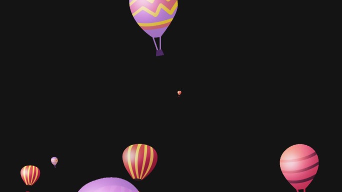 卡通热气球上升透明通道