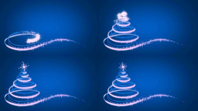 圣诞树动画卡通抽象圣诞光束光线穿梭