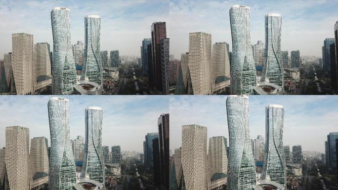 无人机航拍钱江新城CBD建筑群
