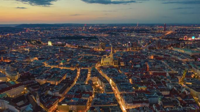 维也纳市中心日落游客城市广场黄昏