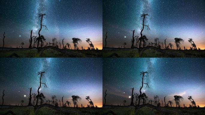 美丽的星河银河系夜晚剪影繁星天空天文地理