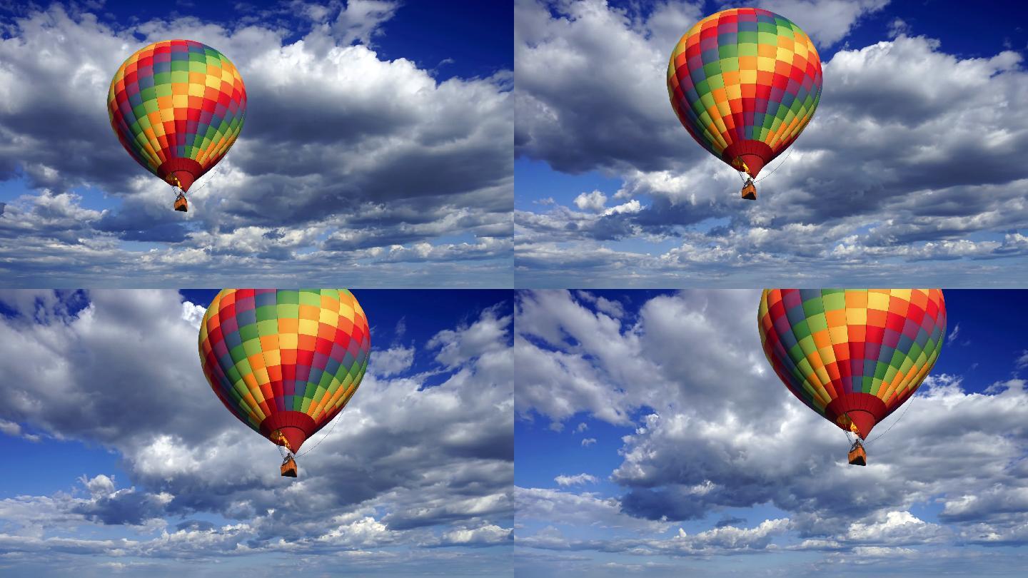 五颜六色的热气球放飞蓝天飞行飞翔极限运动