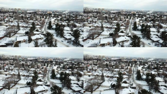 鸟瞰多伦多市的冬季景色。