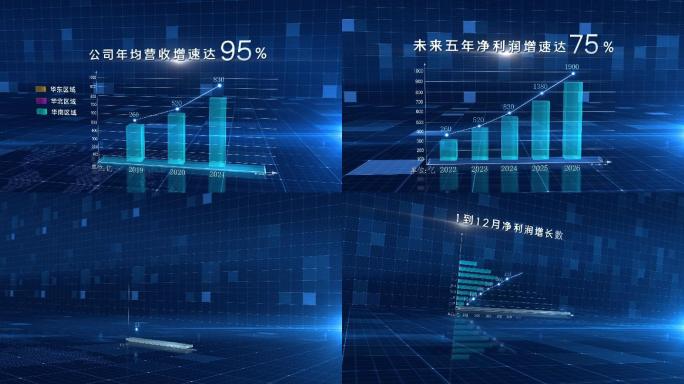 柱状图数据增长历年对比汇报分析ae模板