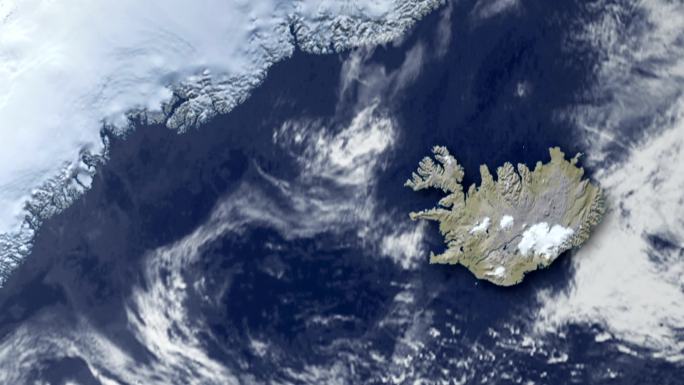 地球变焦后出现冰岛（带alpha蒙版）