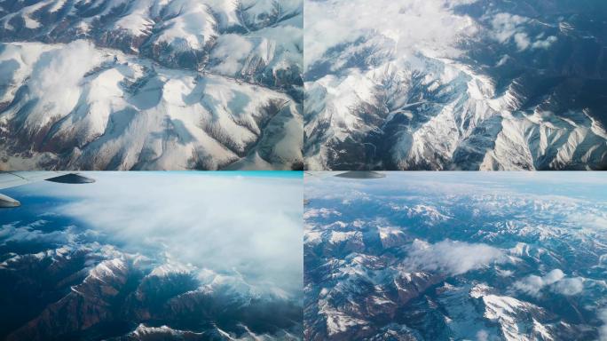 飞机上俯瞰川藏高原雪山