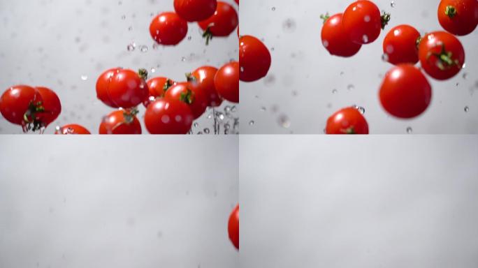 西红柿飞溅的慢动作