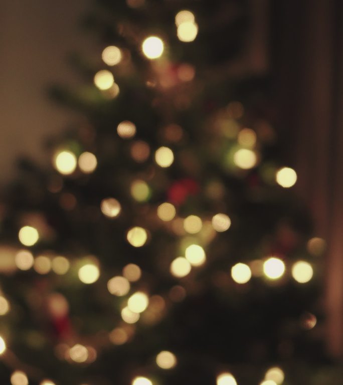 闪烁圣诞树的垂直散焦拍摄