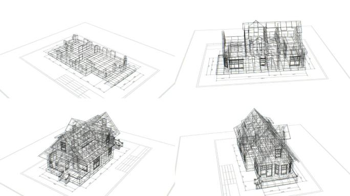 抽象房屋结构拼成动画片动画城