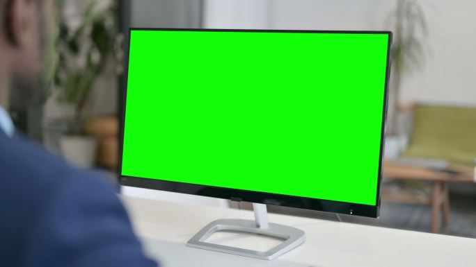 绿色屏幕的电脑扣绿办公上班