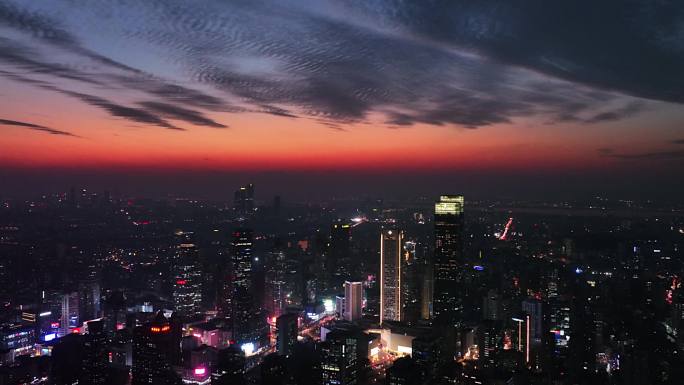 南京新街口夜景4k航拍素材
