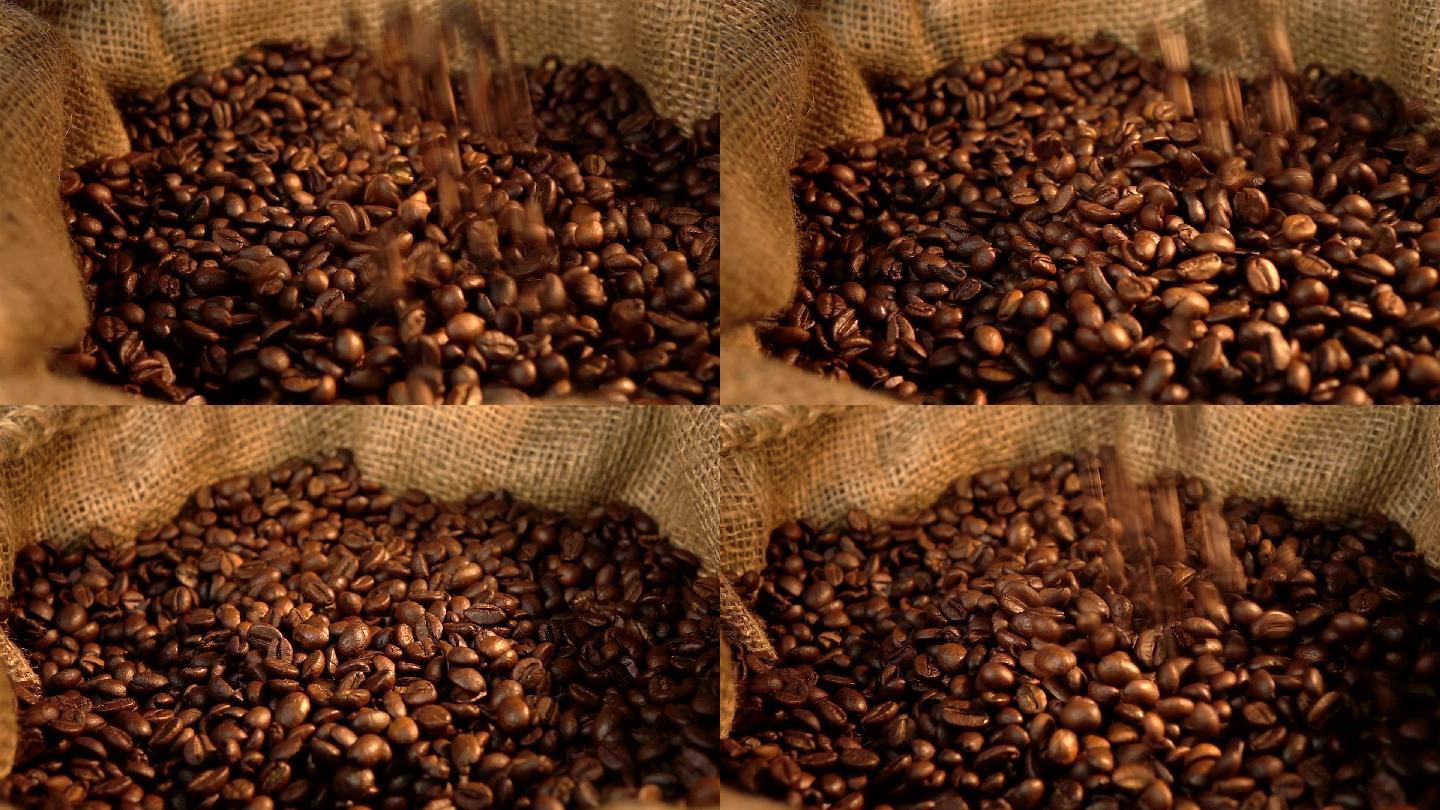 慢动作的咖啡豆掉落视频