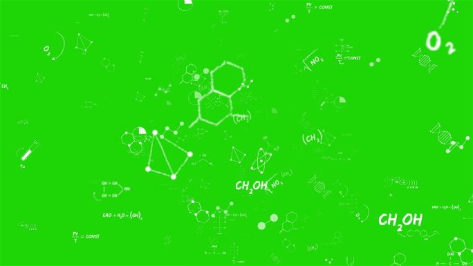 绿色背景前的化学公式