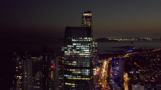 青岛高楼大厦夜景