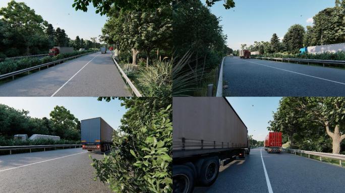 高速公路道路运输货车物流动画