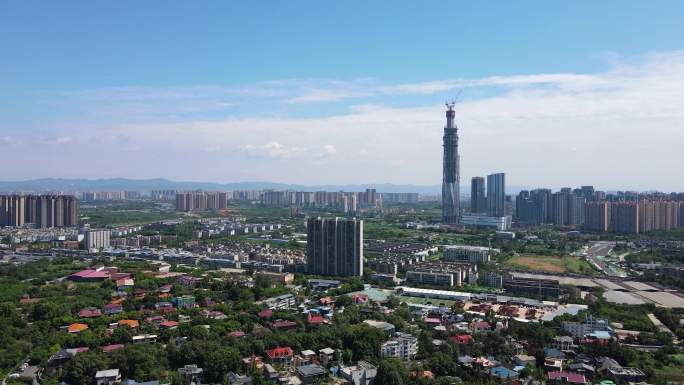 成都城市地标蜀峰468成都第一高楼 航拍