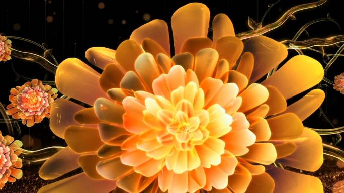 花朵 鎏金 梦幻 唯美 粒子 光线 线条